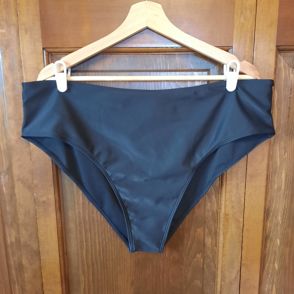 NWOT Black Solid Color Bikini Bottoms Modest Coverage Mix & Match Size 4XL